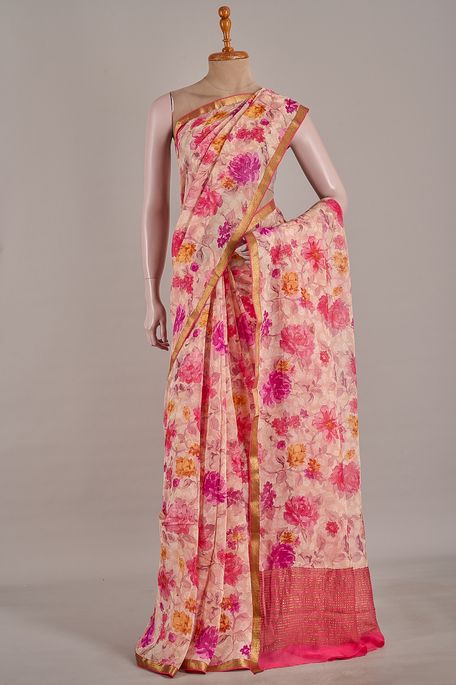 chiffon dark dusty peach saree with blouse