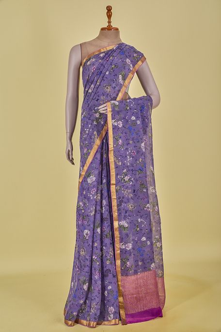 chiffon burgundy purple saree with blouse