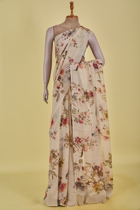 chiffon fawn saree with blouse