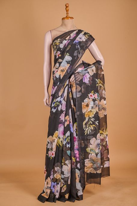 chiffon black saree with blouse