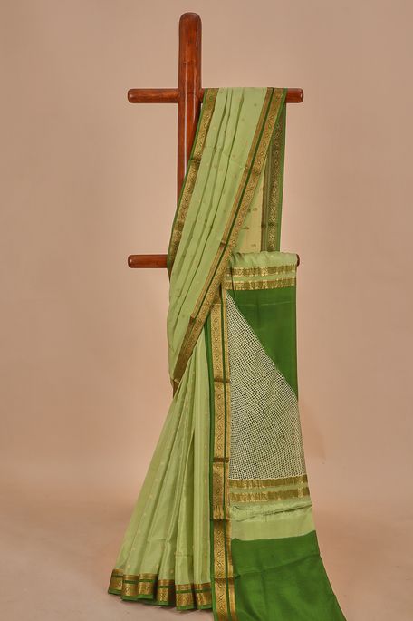 crepe lime green saree with blouse