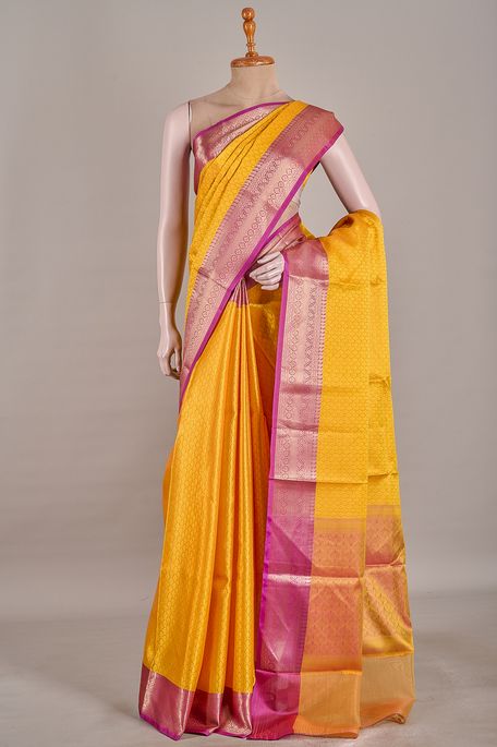 kora silk golden yellow saree with blouse