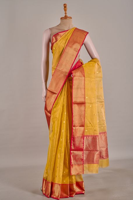 Chanderi tissue Kora dusty orange saree with blouse