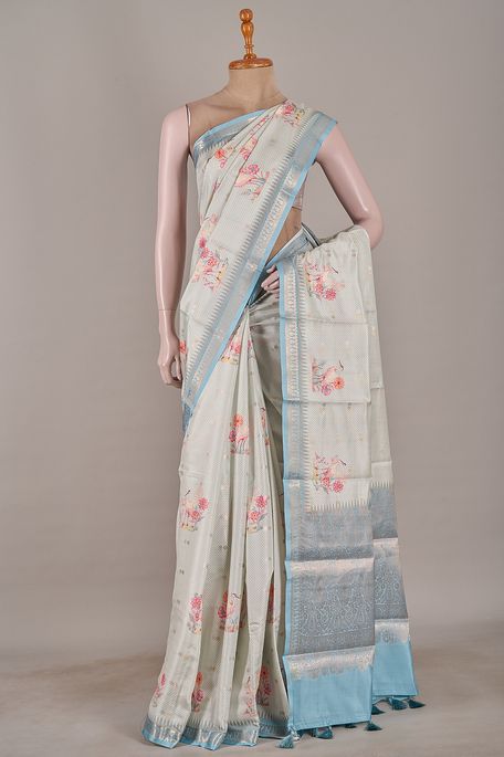 dupion light beige saree with blouse