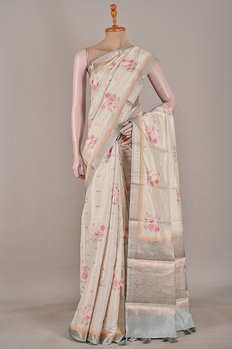dupion light beige saree with blouse