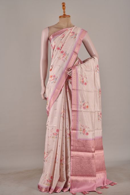 dupion light beige saree with blouse