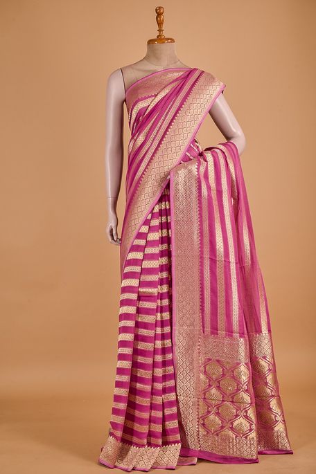 georgette light lavender purple saree with blouse