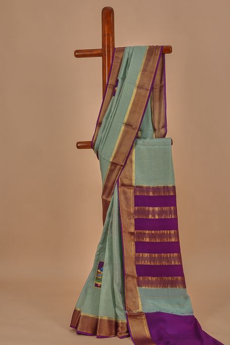Mysore crepe light mint sea green saree with blouse
