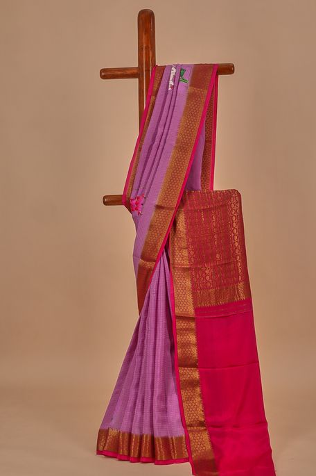 Mysore crepe lavender purple saree with blouse