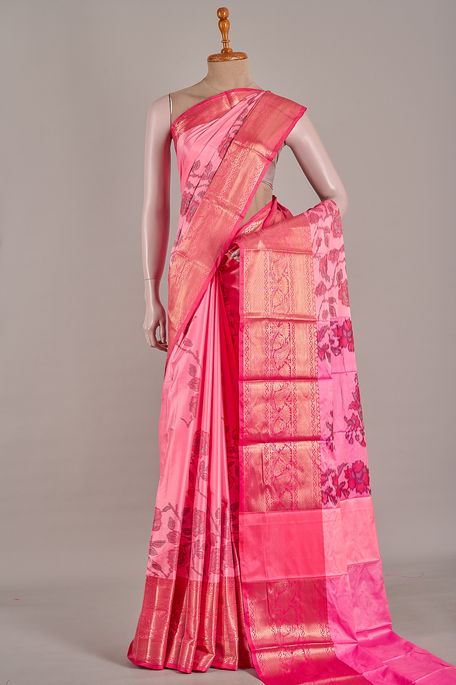 silk salmon pink saree with blouse