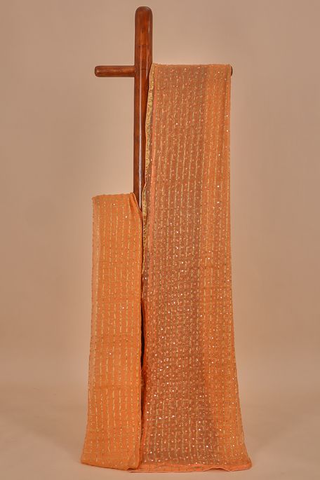 georgette peach saree with blouse