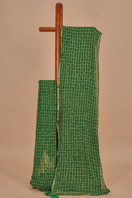 georgette bottle green saree with blouse