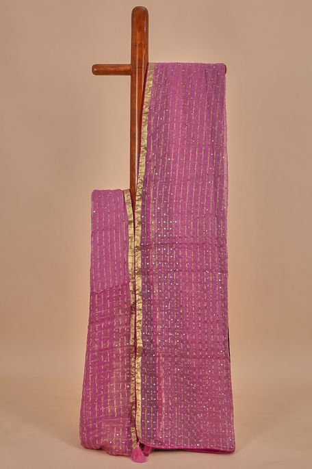 georgette lavender purple saree with blouse