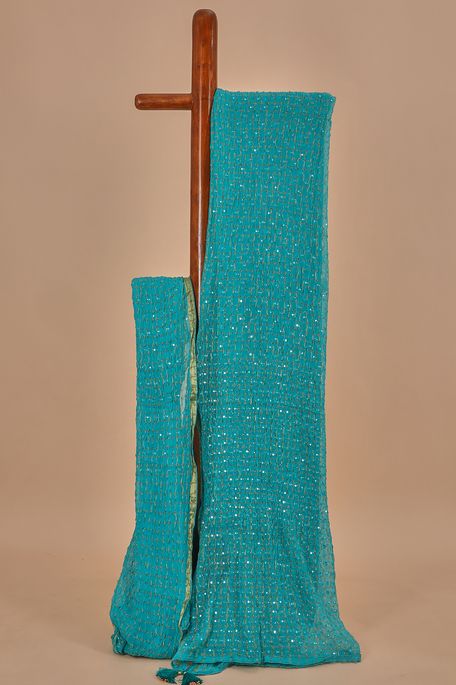 georgette light turquoise blue saree with blouse