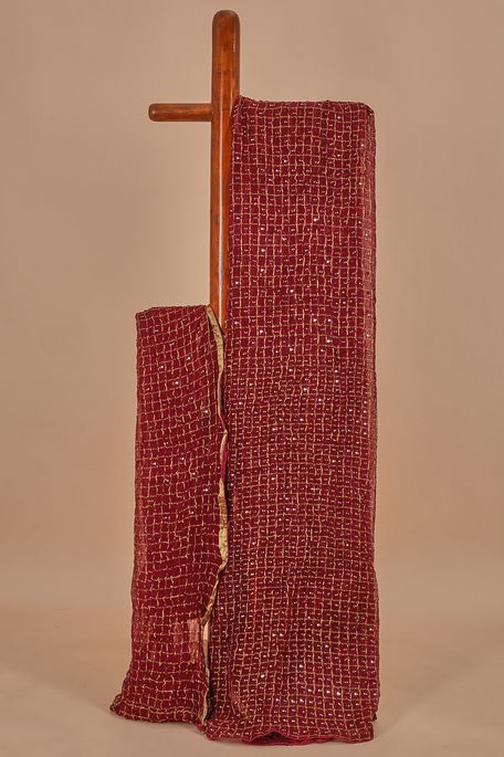 georgette burgundy wine saree with blouse