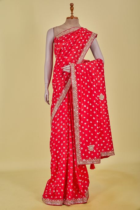 chiffon blood red saree with blouse