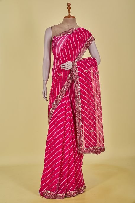 chiffon magenta pink saree with blouse