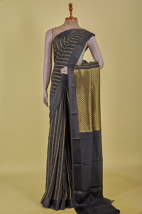 Mysore crepe black saree with blouse