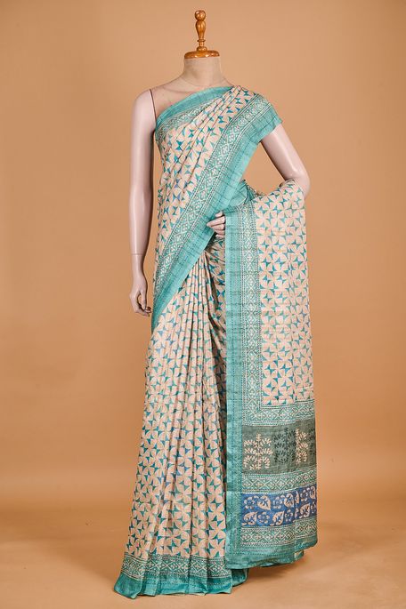 tussar natural beige tussar saree with blouse