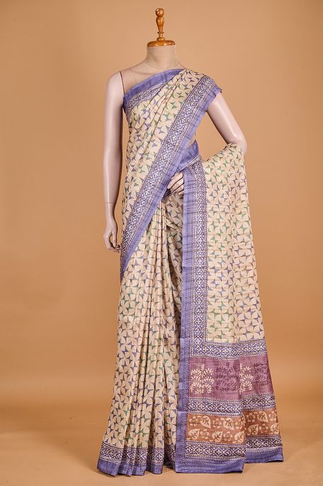 tussar natural beige tussar saree with blouse