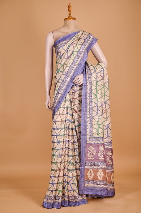 tussar natural beige tussar saree with blouse