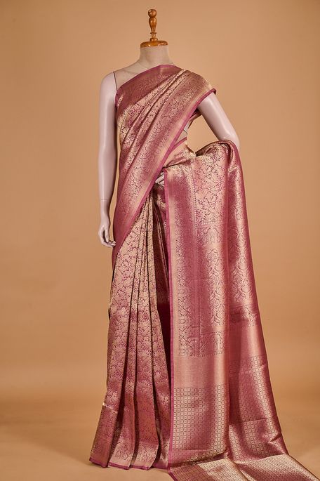 silk magenta pink saree with blouse