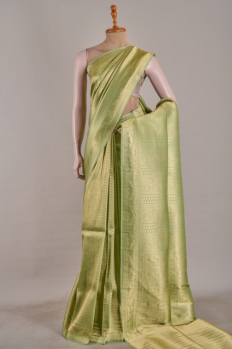 silk earth olive green saree with blouse