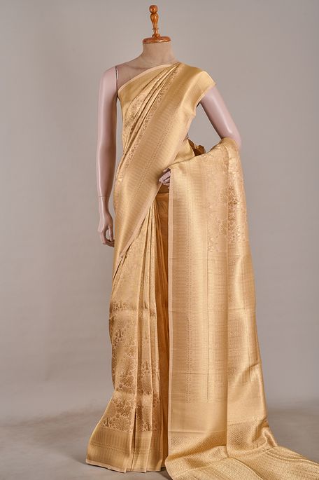 silk natural beige tussar saree with blouse