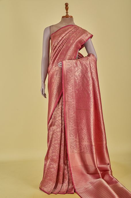 silk lavender pink saree with blouse