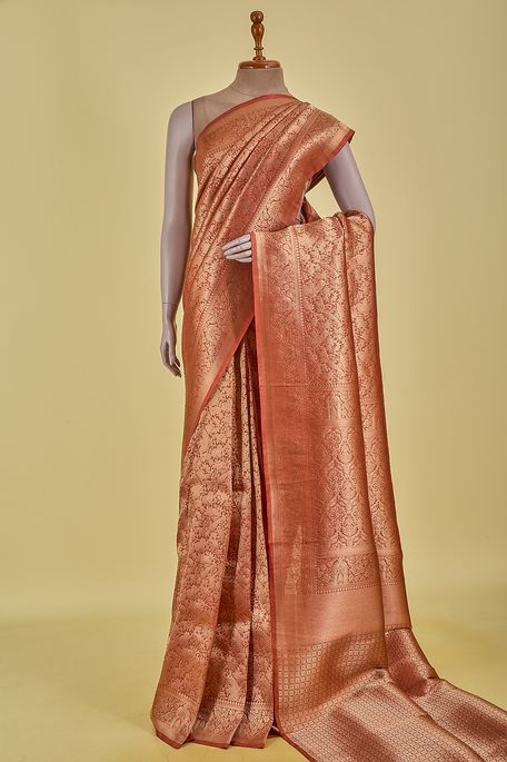 silk chestnut rust saree with blouse
