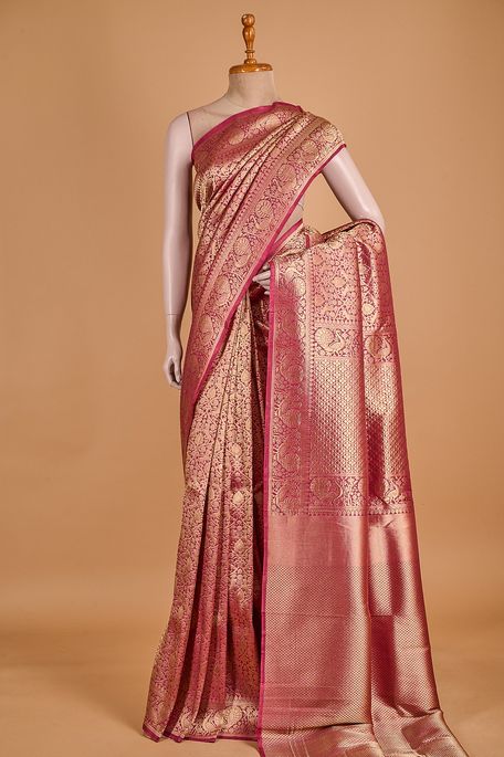 silk magenta pink saree with blouse