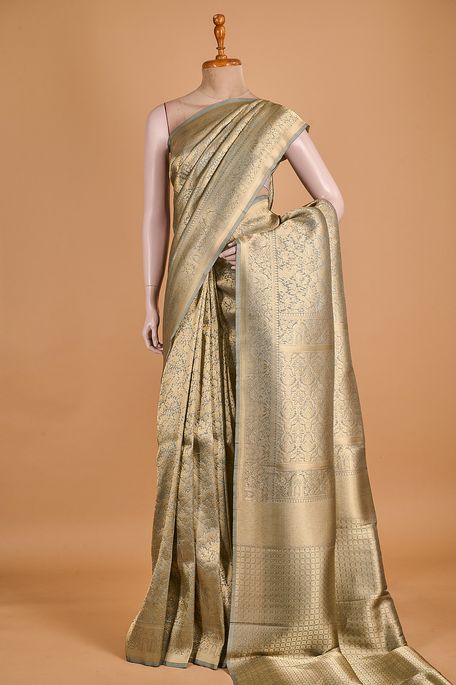 silk light steel grey saree with blouse