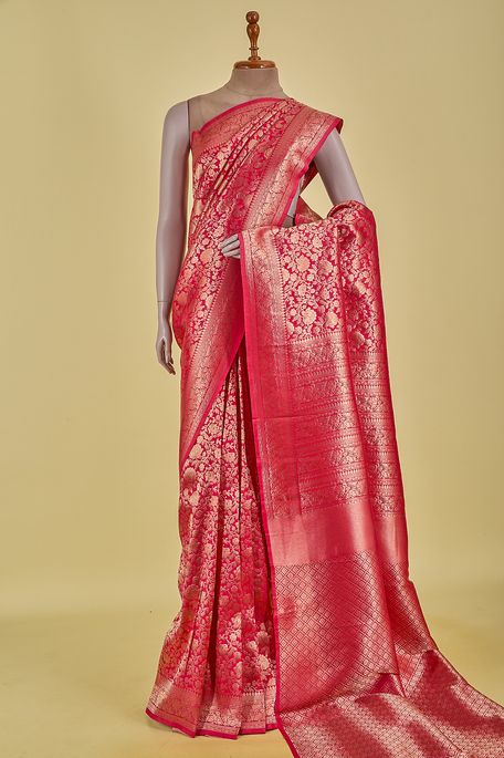 silk fuschia pink saree with blouse