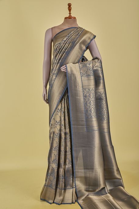silk charcoal grey saree with blouse