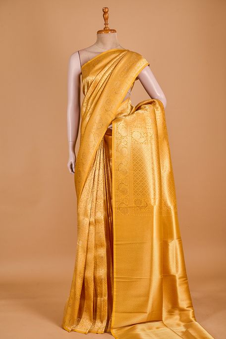 silk golden yellow saree with blouse
