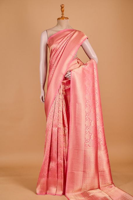 silk pink saree with blouse