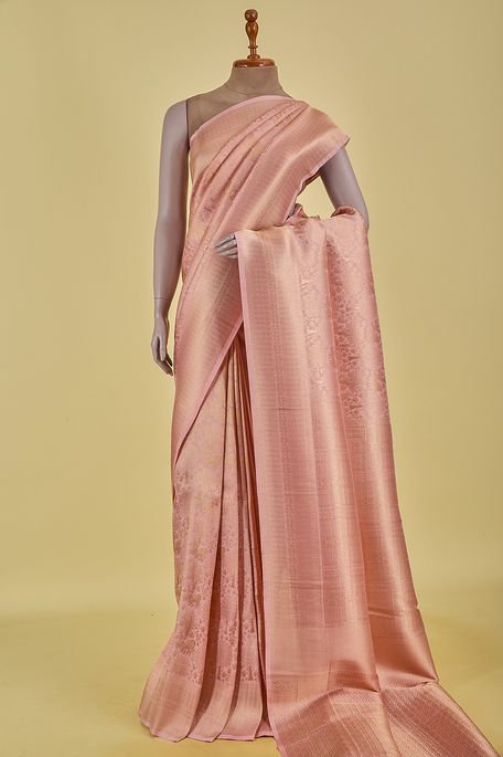silk light old rose pink saree with blouse