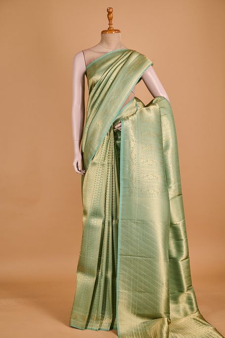 silk fern green saree with blouse