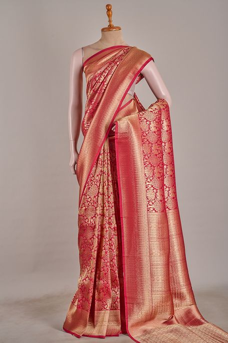 silk dark red saree with blouse