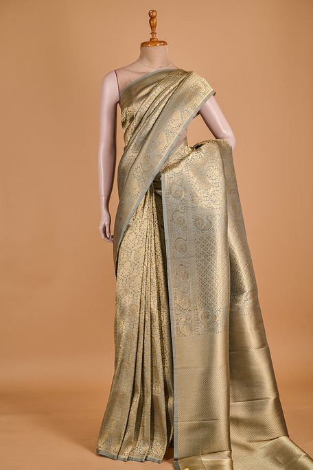 silk light steel grey saree with blouse