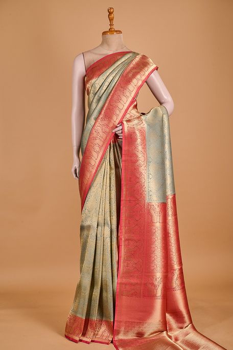silk light navy blue saree with blouse