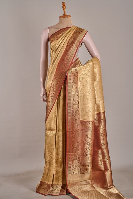silk natural beige tussar saree with blouse