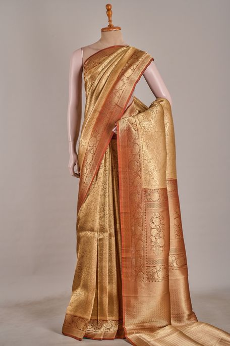 silk natural beige tussar saree with blouse