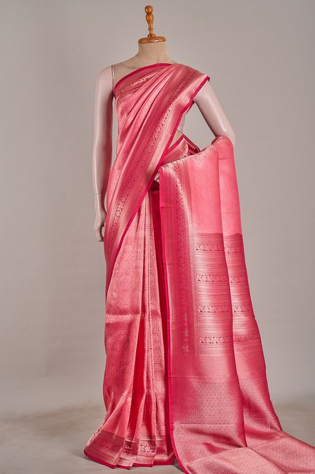 silk pink saree with blouse