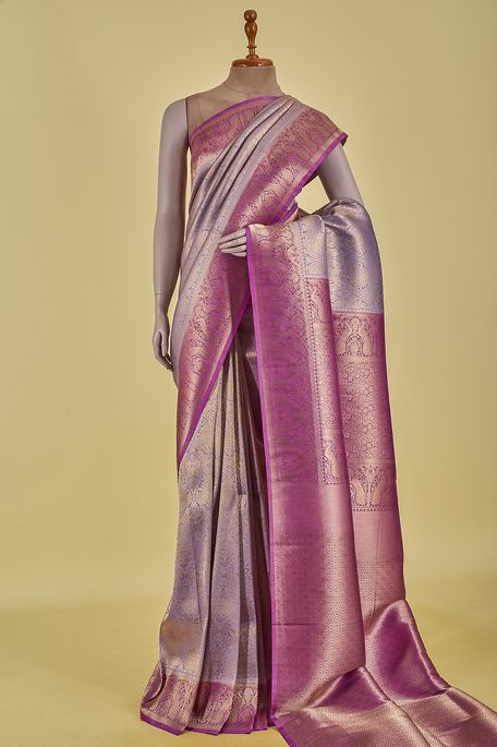 silk lavender purple saree with blouse