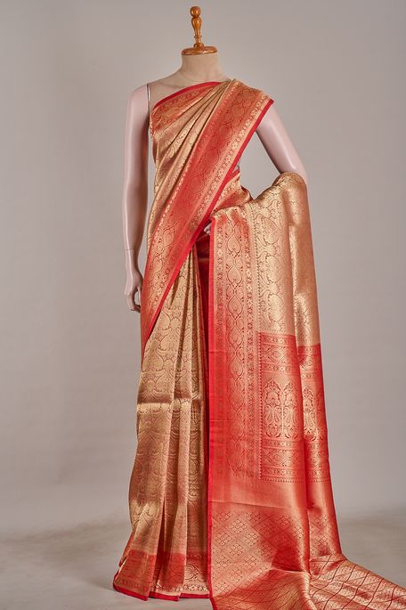 silk light salmon peach saree with blouse