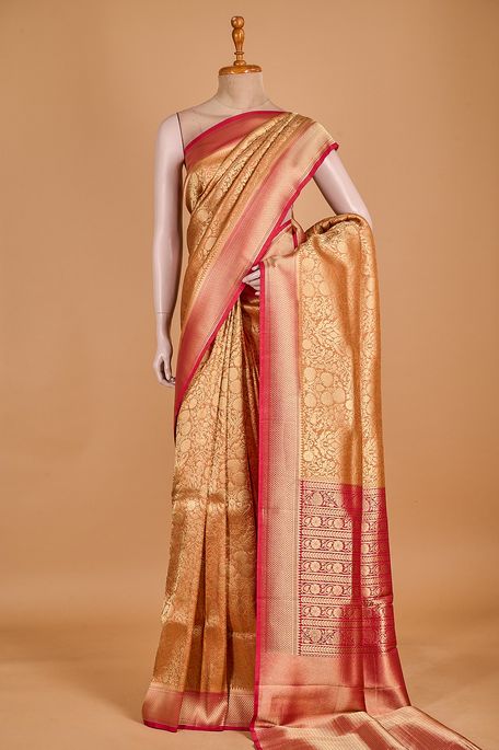 silk dark sand brown saree with blouse