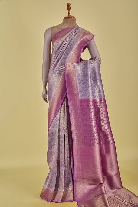 silk lavender purple saree with blouse