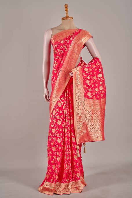 georgette pink saree with blouse
