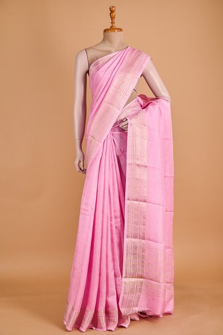 dupion light old rose pink saree with blouse